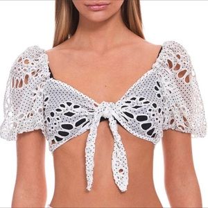 For Love and Lemons cookies n cream swim cover up top.